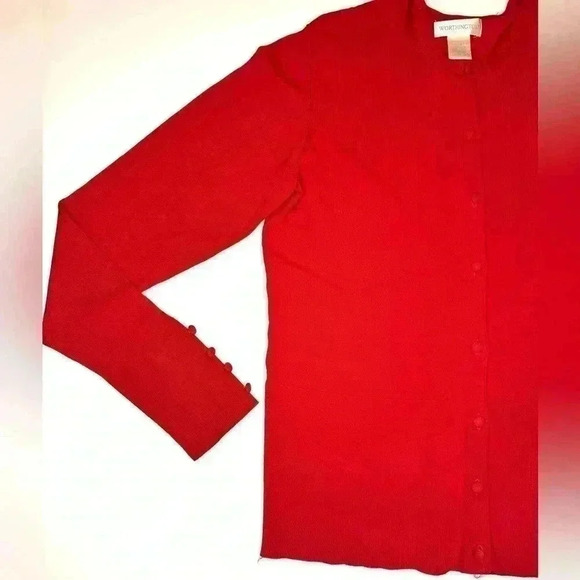 Worthington Red Button Down Cardigan Sweater Size Large - Picture 4 of 7